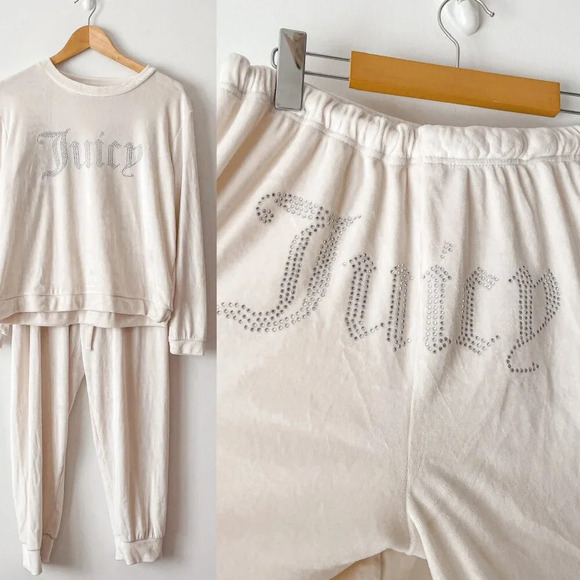 Juicy  Couture Velvet Fleece Long Sleeve Shirt and Joggers Lounge Set Size Large - Picture 1 of 7